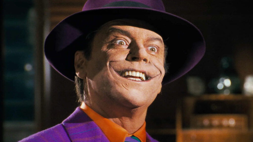 Il sorriso inquietante del Joker interpretato da Jack Nicholson in Batman (1989)
