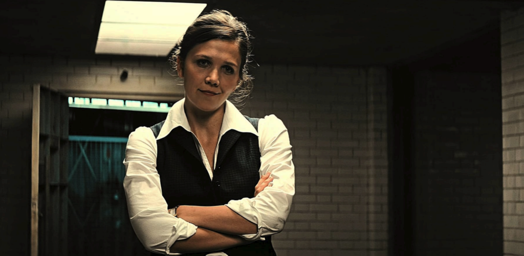 Maggie Gyllenhaal nei panni di Rachel Dawes ne Il cavaliere oscuro (2008).